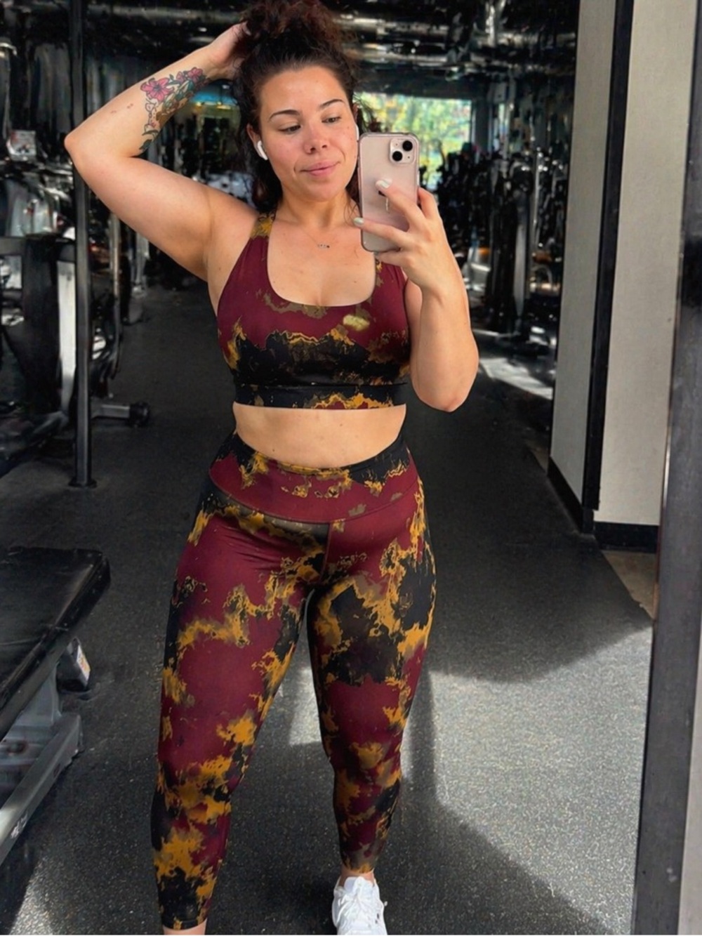 JoyLab Marbled Burgundy and Mustard Active Set XL